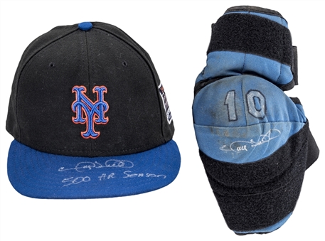 Lot of (2) Gary Sheffield Game Used & Signed New York Mets Cap & Elbow Pad (MLB  Authenticated & Beckett)